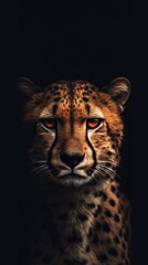 Fototapeta premium A Captivating Portrait of a Cheetah in a Dramatic Light Setting