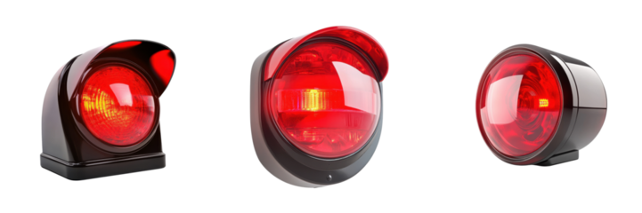 A Set of Realistic Emergency Siren Lights for Safety Alerts Isolated on Transparent Background