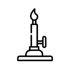 Bunsen burner, minimalistic, black and white, vector illustration