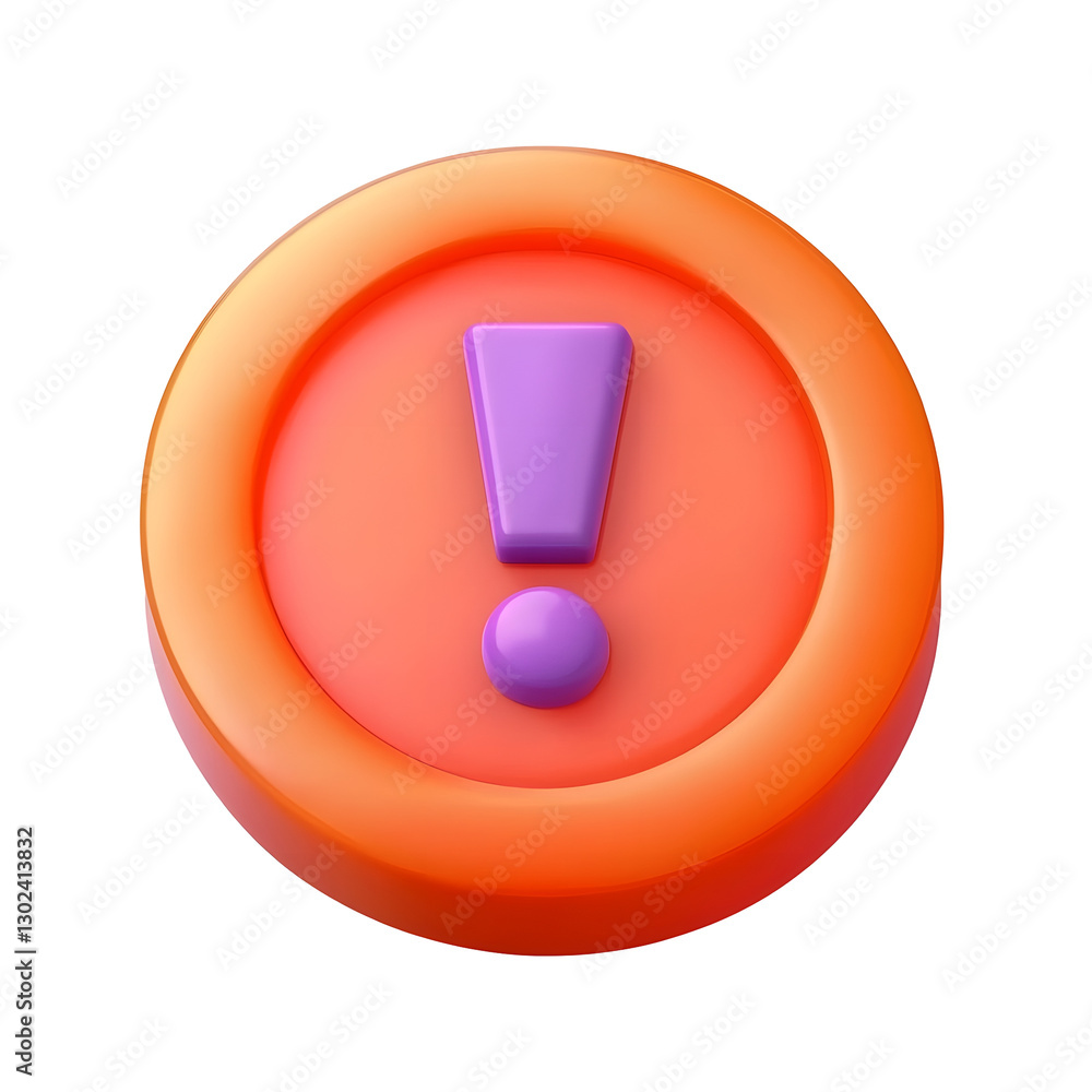 Poster 3d visual representation of a glossy red warning icon featuring an exclamation mark within a circula