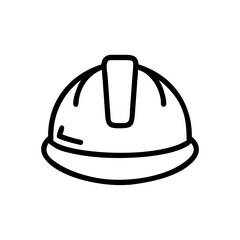 Fototapeta premium Simple black icon of a hard hat for construction safety and occupational health