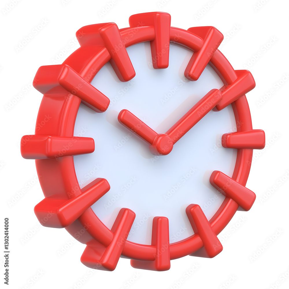 Poster 3D rendered Glossy Red Calendar Icon with Sleek White Minimalist Clock Face Symbolizing Time Management Scheduling Reminders and Business Planning Visuals