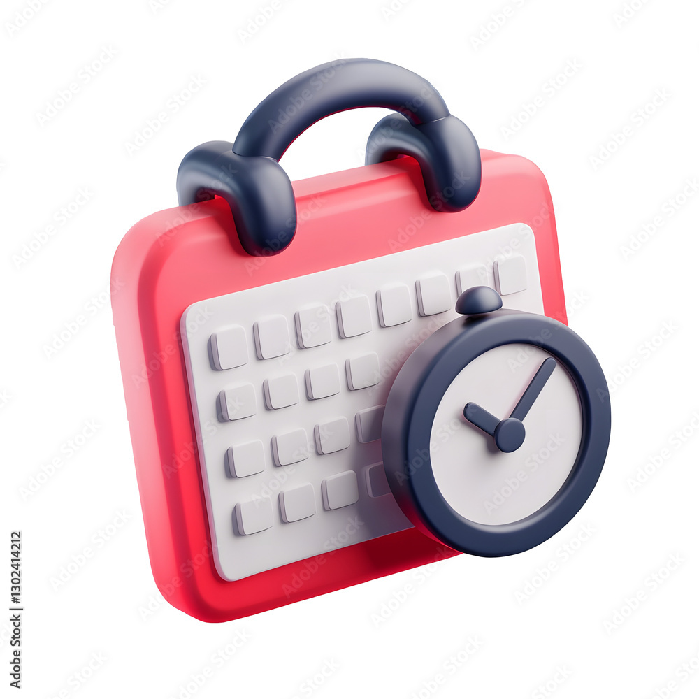 Aufkleber professional 3d rendered time tracking concept featuring a glossy red standing calendar with a detai