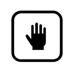 Obraz premium Simple black icon of a hand for surgical gloves use and safety precautions