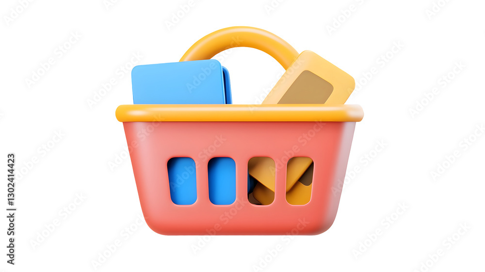 Poster sleek and curved futuristic 3d rendered shopping basket icon with glossy plastic finish ideal for e 