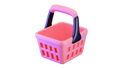 Fototapeta premium Futuristic 3D Rendered Shopping Basket Icon with Sleek Curved Handles and Glossy Plastic Finish Symbolizing a Ready to Shop Experience for E Commerce Supermarket Checkout and Digital Storefronts