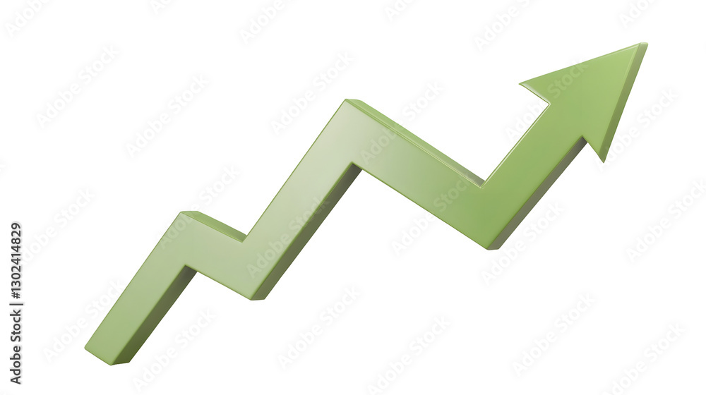 Aufkleber sleek and angular 3d green glossy arrow design representing rising profits positive market trends an