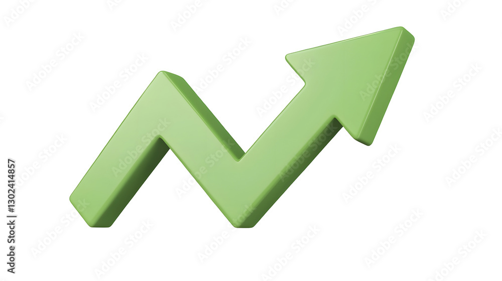 Aufkleber minimalistic 3d green arrow with a smooth rounded shape symbolizing business growth financial improv