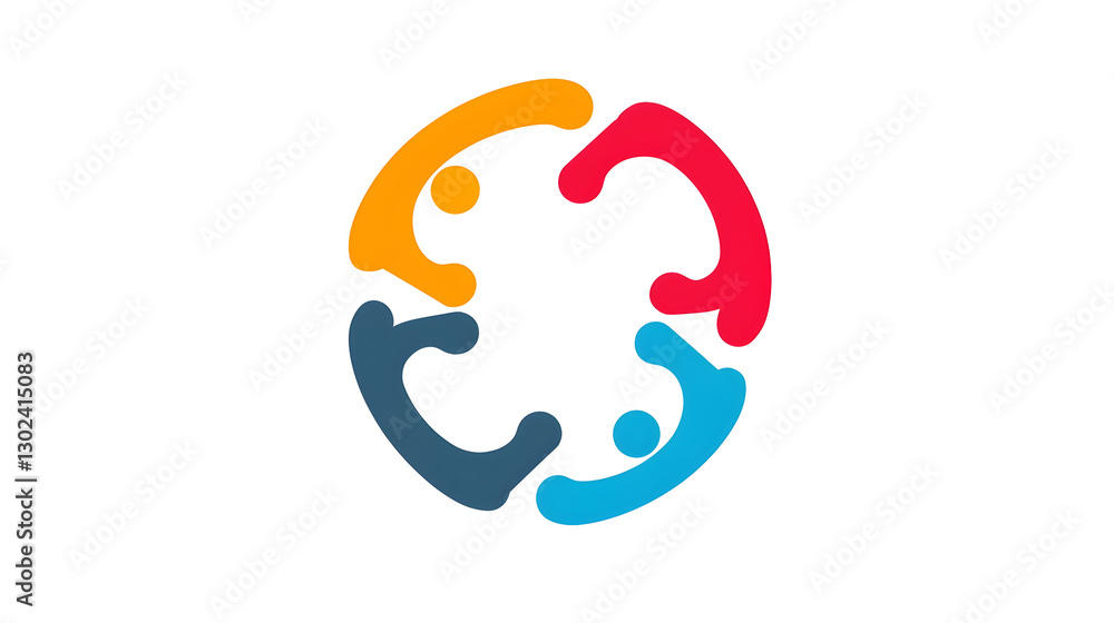 Poster sleek and modern teamwork icon showcasing interconnected abstract human figures forming a dynamic lo