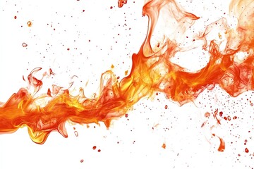 Abstract Orange and Red Ink Swirl, Splash, and Flow Design Element