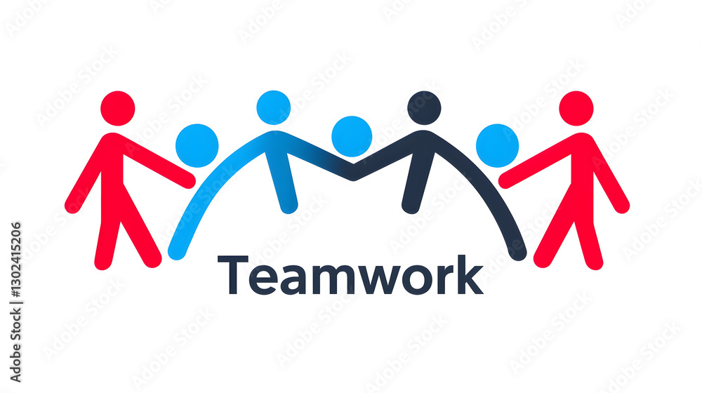 Poster sleek and modern teamwork icon showcasing interconnected abstract human figures forming a dynamic lo