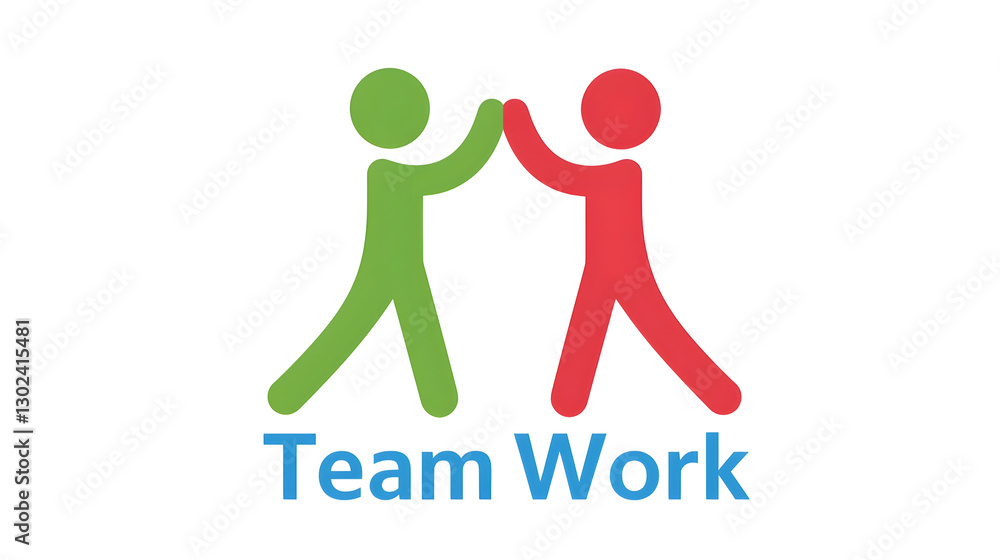 Poster Visually Balanced Teamwork Icon with Energetic High Five Pose Illustrating Workplace Synergy in Clean Modern Design