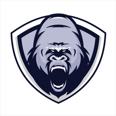 Gorilla mascot logo vector illustration design gaming logo.eps