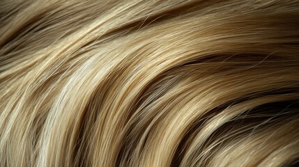 Naklejka premium Close-Up View of Smooth and Shiny Blonde Hair Strands Texture