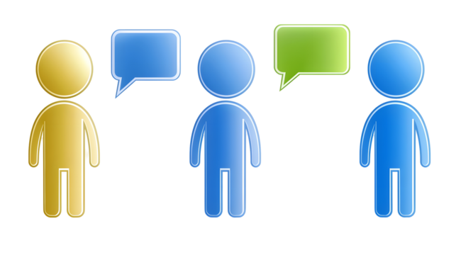 Vibrant 3D Communication Concept with Engaging Team Figures and Speech Bubbles  Smooth eye catching design featuring rounded glossy human like characters in different bright colors - Powered by Adobe
