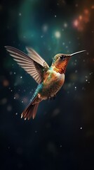 Fototapeta premium A Hummingbird in Flight: Capturing the Beauty of Nature