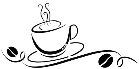 Line art of hot cup coffee