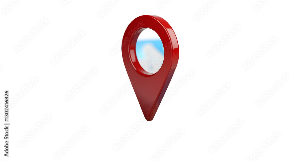 Poster detailed 3d rendered red navigation pin icon representing travel direction gps positioning and locat
