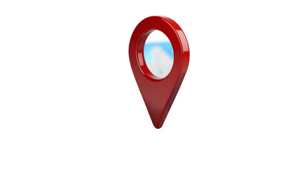 Detailed 3D rendered red navigation pin icon representing travel direction GPS positioning and location tracking  The futuristic design is isolated on a white background