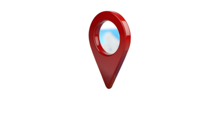 Detailed 3D rendered red navigation pin icon representing travel direction GPS positioning and location tracking  The futuristic design is isolated on a white background