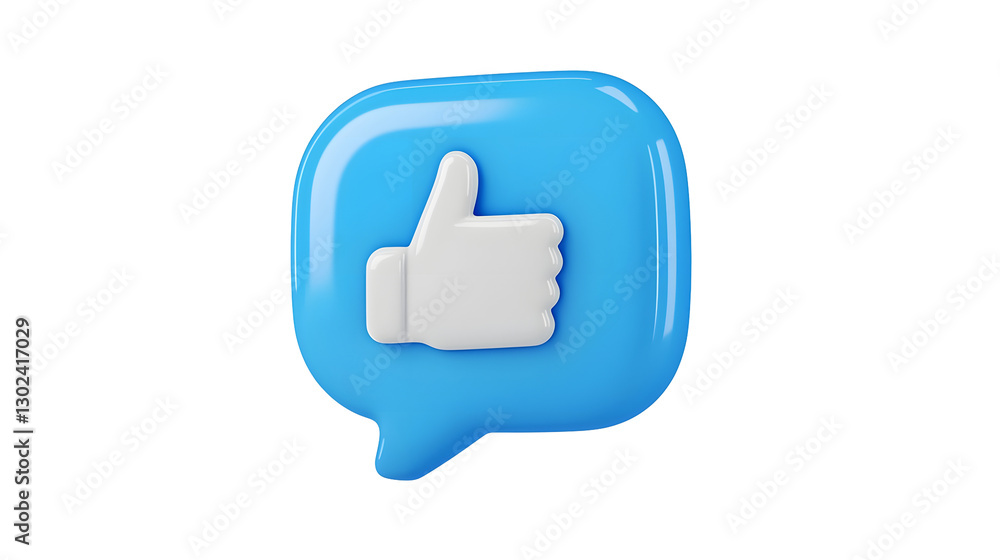 Aufkleber sleek and minimalistic 3d rendered blue thumbs up icon representing digital approval social media in