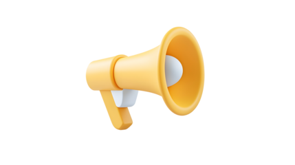 Advanced 3D Yellow Loudspeaker Icon Designed for Digital Communication Media Broadcasting and Public Audio Alerts  The Sleek and Modern Design is Set Against a White Background Emphasizing Clarity