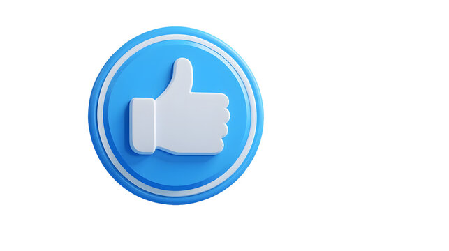 Stylish 3D Blue Like Button Icon Representing Digital Feedback Online Approval and Interactive Social Media Engagement