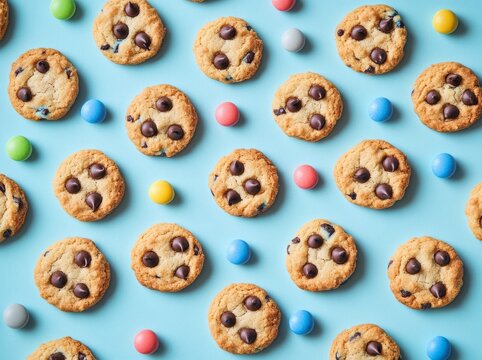 Digitally tiled panoramic cookie wallpaper, available as stock