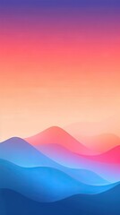 A Serene Gradient Landscape of Mountains and Sea