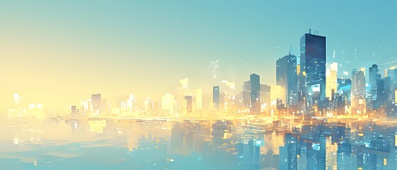 Fototapeta premium city skyline at sunset