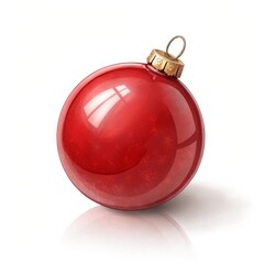 Red Christmas Ornament, Isolated on White Background, Xmas Decoration, Holiday Bauble, Christmas Ornament