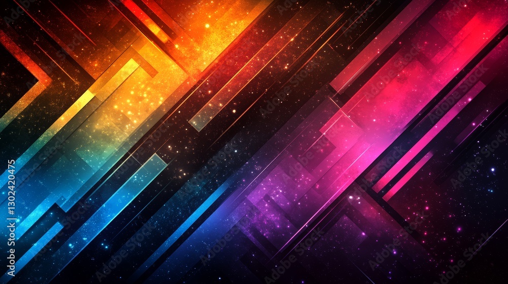 Poster up-to-date arrow chart showcasing vivid tones and digital symbols