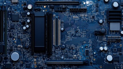 Fototapeta premium Close-Up View of an Intricate Circuit Board with Components and Connections