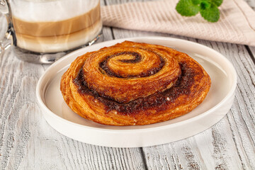 Homemade cinnabon swirl pastry with cinnamon