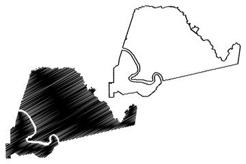 Ascension County, Louisiana (U.S. county, United States of America, USA, U.S., US) map vector illustration, scribble sketch Ascension Parish map