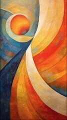 Abstract Geometric Composition with Vibrant Colors and Dynamic Shapes