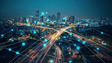 Fototapeta premium A smart city filled with interconnected IoT devices optimizing urban life