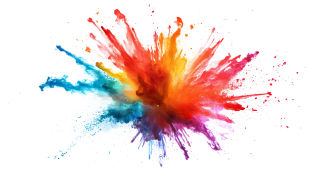 Vibrant color explosion, paint splash.