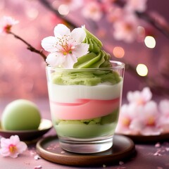 桜の和風パフェ &ndash; 和の美しさを味わう一杯

