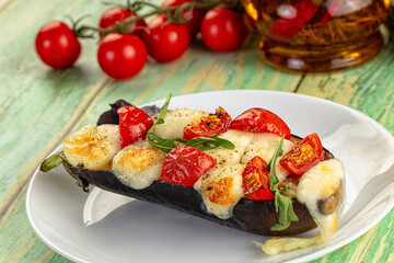 Baked eggplant with cherry and mozzarella