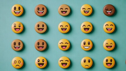 Fototapeta premium Diverse Emojis on Teal Background
