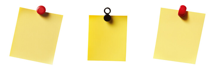 A Set of Ultra-Realistic Yellow Sticky Notes with Curled Corners for Digital Art Isolated on Transparent Background