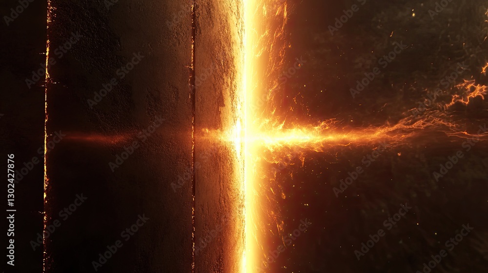 Poster d animated light rays piercing through space, glowing with radiant colors, with ample copy space sur