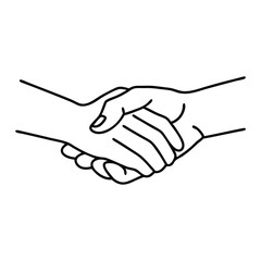 Fototapeta premium Two hands intertwined, representing support and togetherness line art flat vector illustration