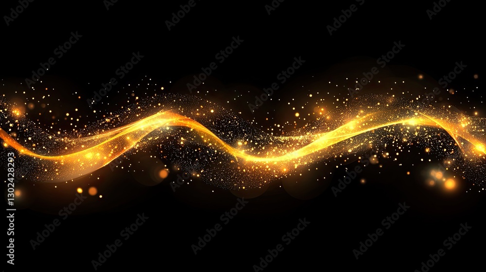 Poster d glowing energy waves, creating a fluid dynamic effect in space, with plenty of room around the edg