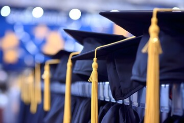 Academic Celebration: Graduation Caps and Gowns Ready for Commencement 
