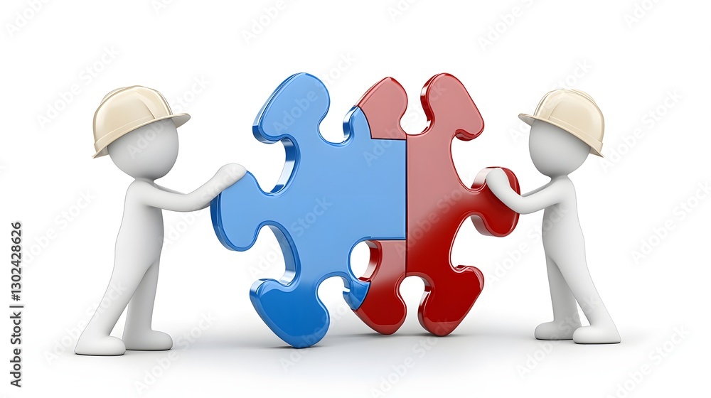 Aufkleber a 3d rendered teamwork concept featuring two white humanoid figures without facial features each wea
