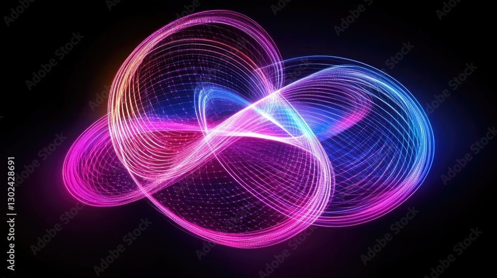 Poster d neon lines forming intricate geometric patterns, pulsating gently with space for text and other de