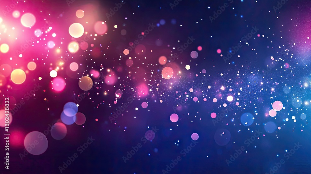 Poster d particles scattering in space, forming abstract shapes with vibrant neon highlights, surrounded by