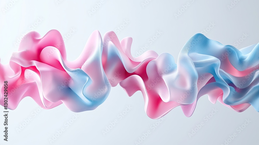 Poster abstract floating d polygons in motion, changing colors as they twist and turn, leaving space for de